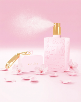 Pink P.Louise hand sanitiser spray in cherry blossom