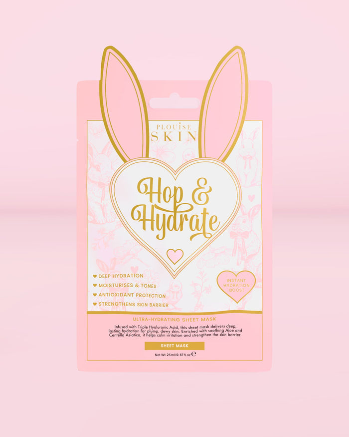 แผ่นมาส์กหน้า Hop & Hydrate แพ็คสีชมพูในชอร์ตเค้กสตรอเบอร์รี่