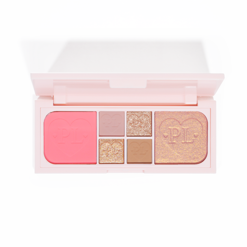 รูปภาพของ P.Louise Fluffy Fantasy Mini Eyes & Face Palette ที่มีเนื้อครีมแมตต์และชิมเมอร์เนื้อเนยในเฉดสีชมพูและสีกลางๆ