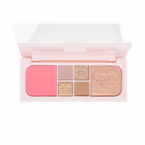 รูปภาพของ P.Louise Fluffy Fantasy Mini Eyes & Face Palette ที่มีเนื้อครีมแมตต์และชิมเมอร์เนื้อเนยในเฉดสีชมพูและสีกลางๆ